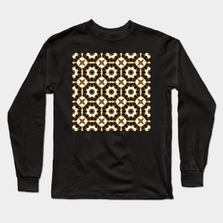 Art deco Black and white Golden tile pattern Long Sleeve T-Shirt